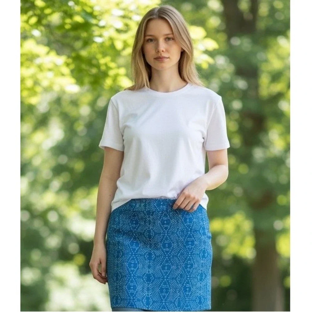 RipSkirt Hawaii Wrap Skirt Womens Large Blue White Medallion Quick Dry Athletic